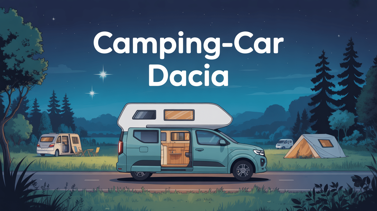 camping car dacia modulaire en campagne la nuit