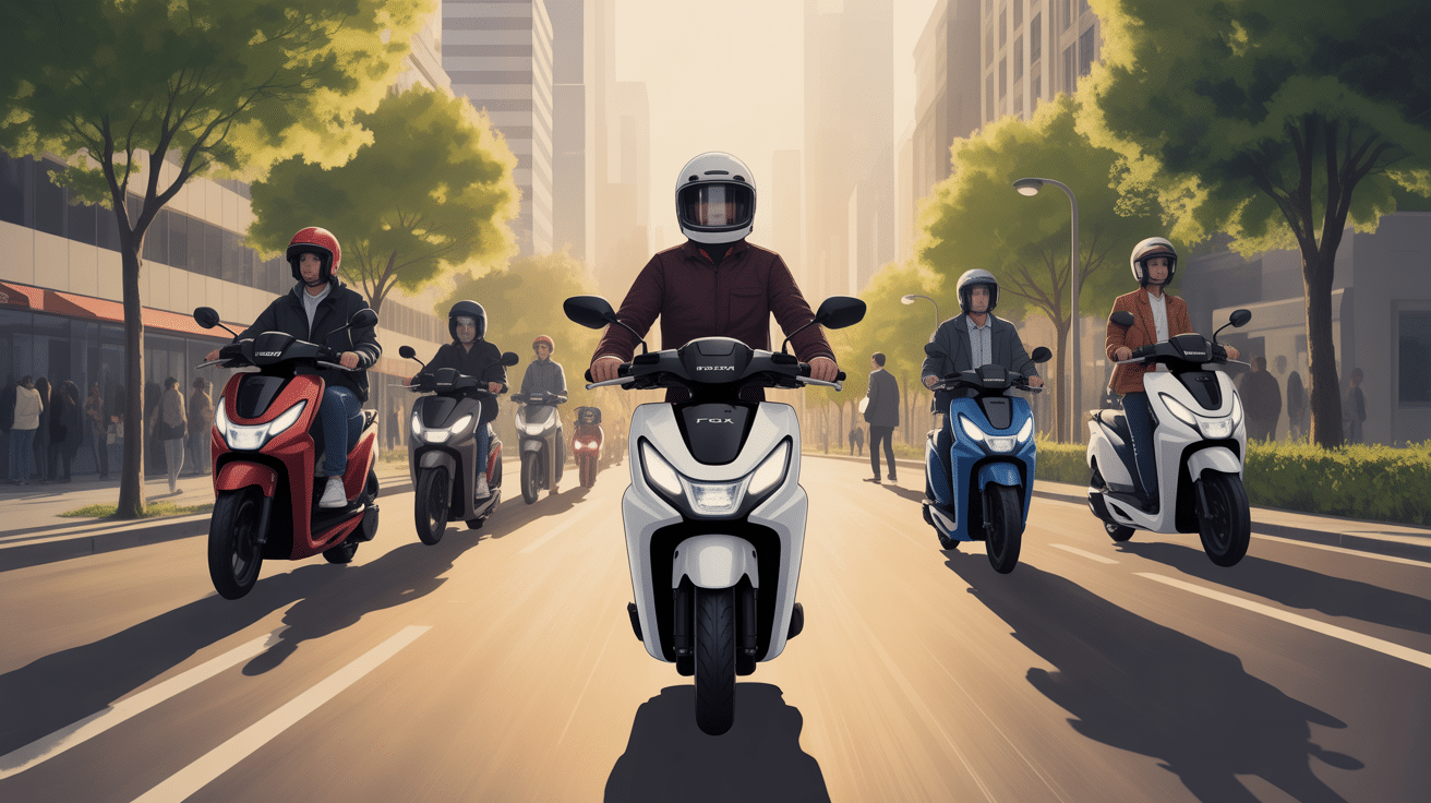 Honda PCX 125 scooter urbain moderne silhouettes ville