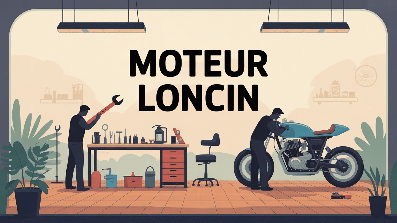 Atelier motoculture avec moteur Loncin sur établi