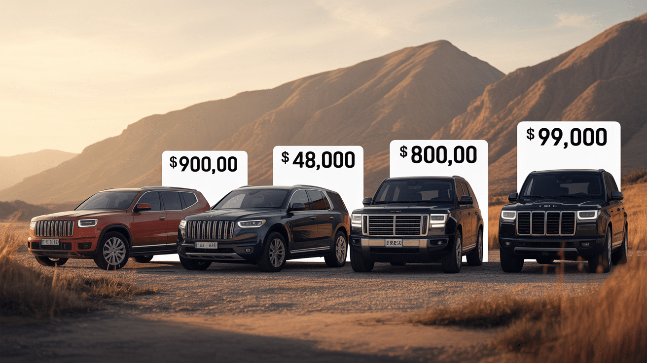 Infographie prix Mercedes Classe G Mansory, silhouettes SUV luxe, rareté