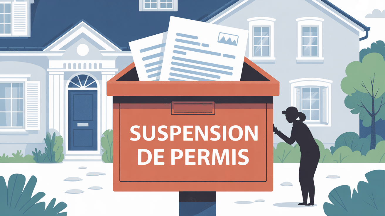 Illustration notification suspension permis non reçue boîte aux lettres
