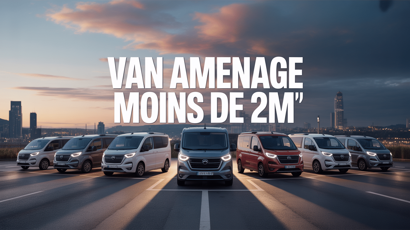 vans aménagés moins de 2m stationnés en ville ambiance aventure
