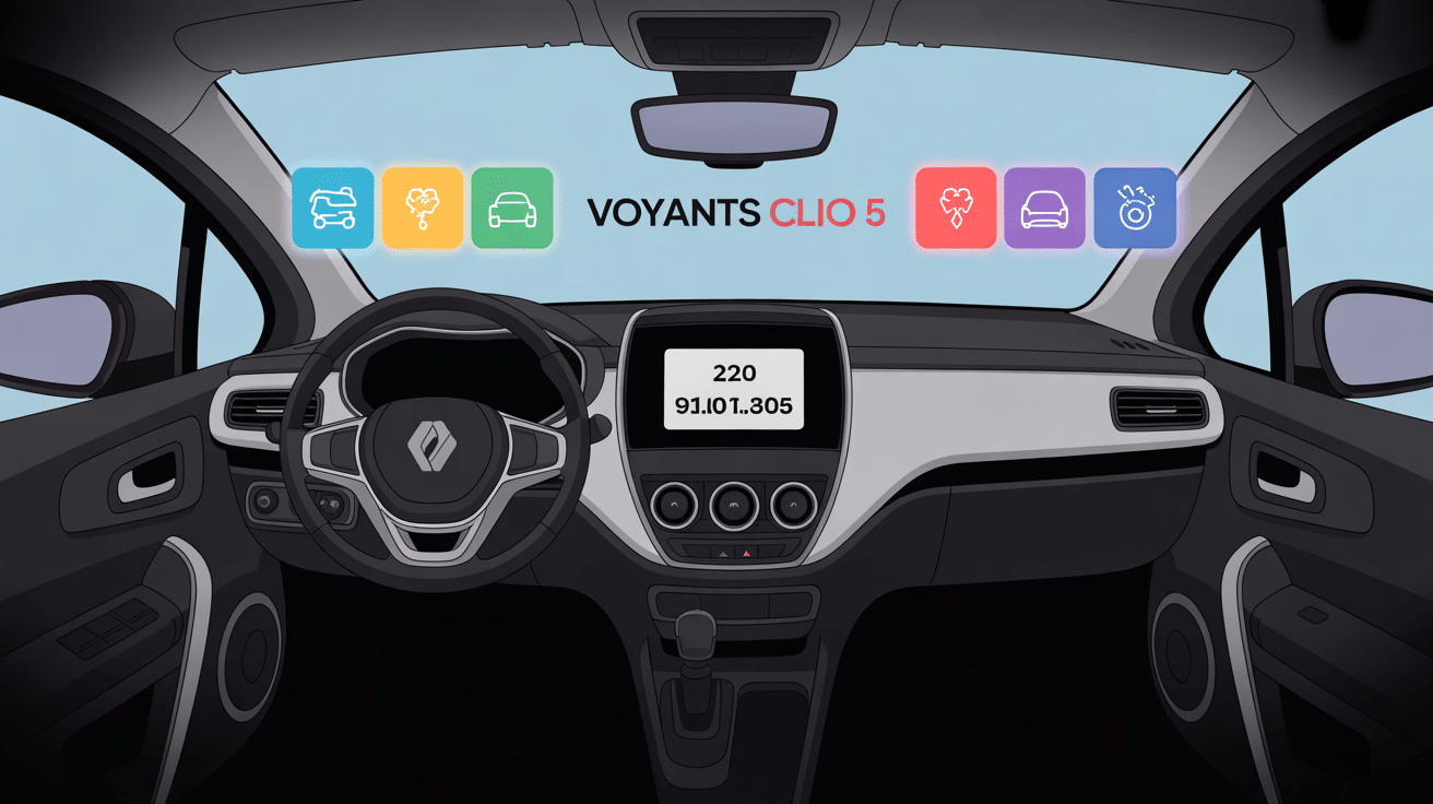 Voyants Clio 5 sur tableau de bord moderne lumineux