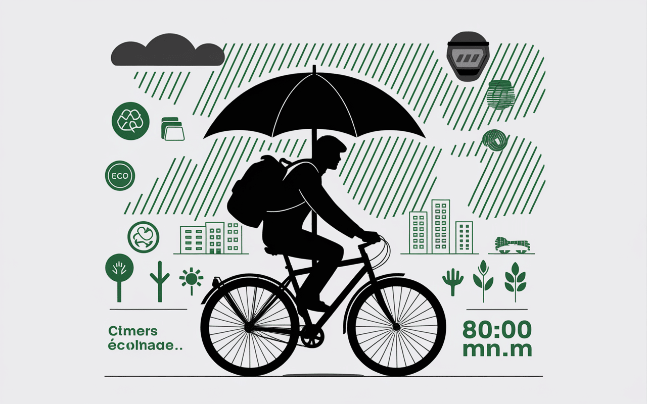Cycliste urbain sous cape de pluie velo impermeable