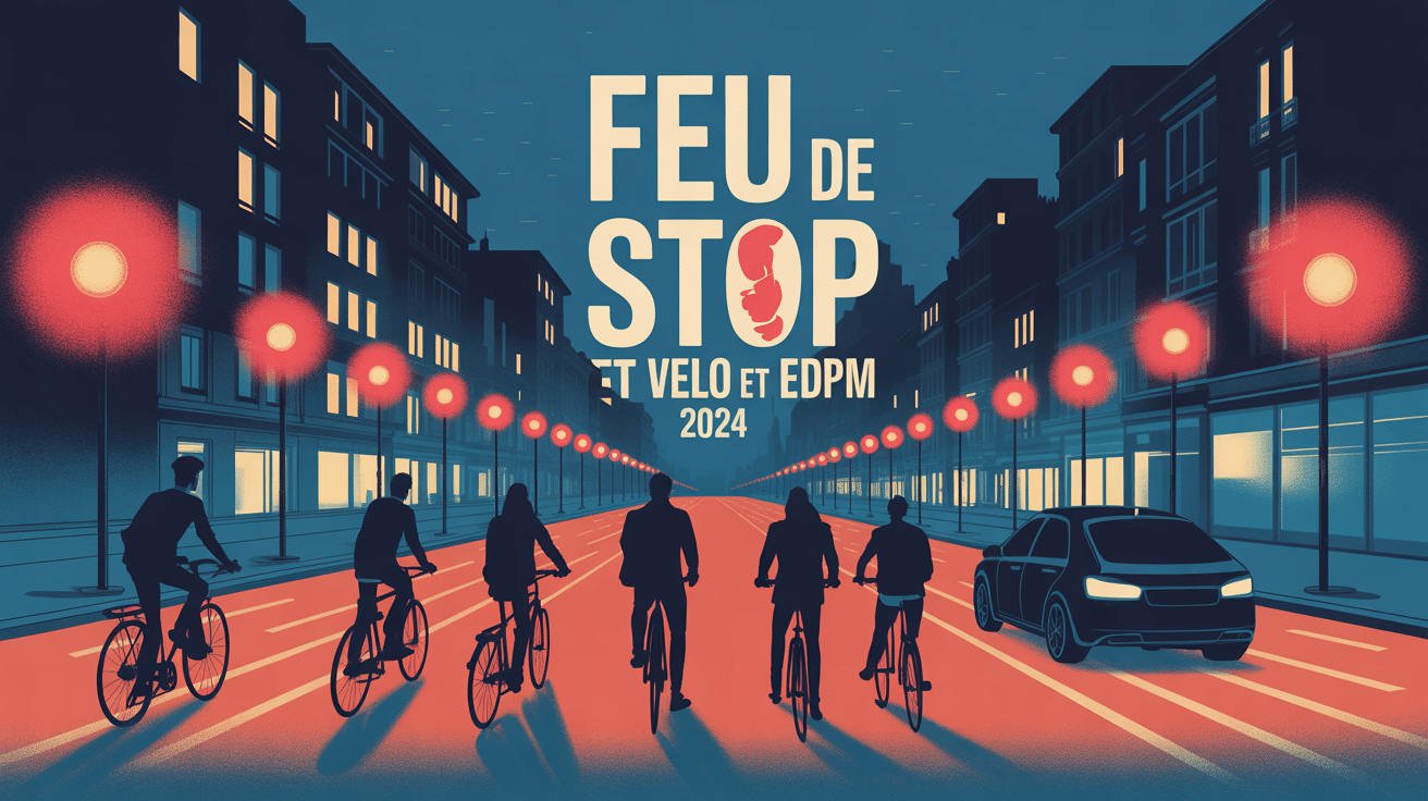 Ville nuit cyclistes EDPM voitures feux de stop rouges