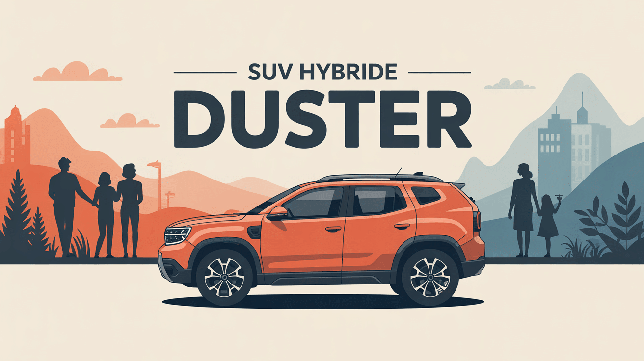 SUV hybride Duster familial moderne sur route ville nature