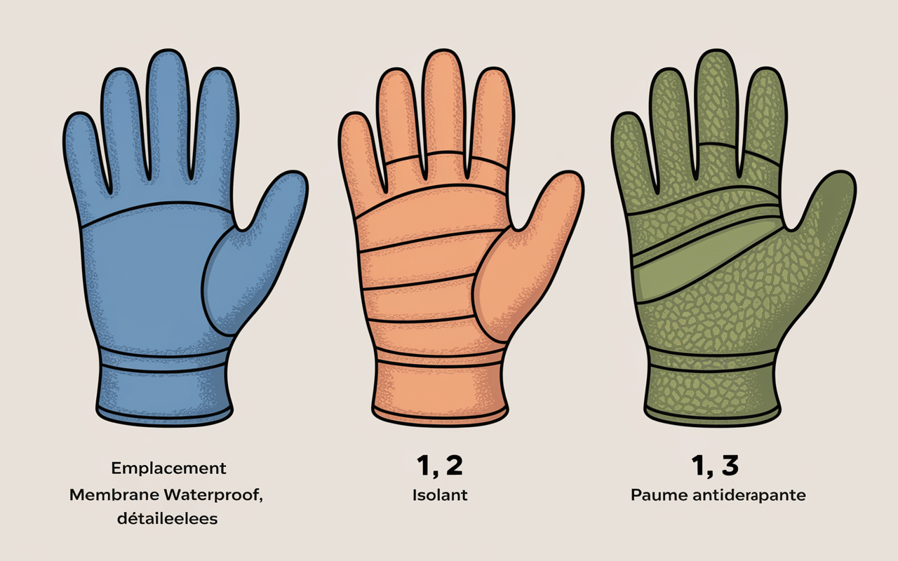 Différents types gants hiver vélo coupe membranes
