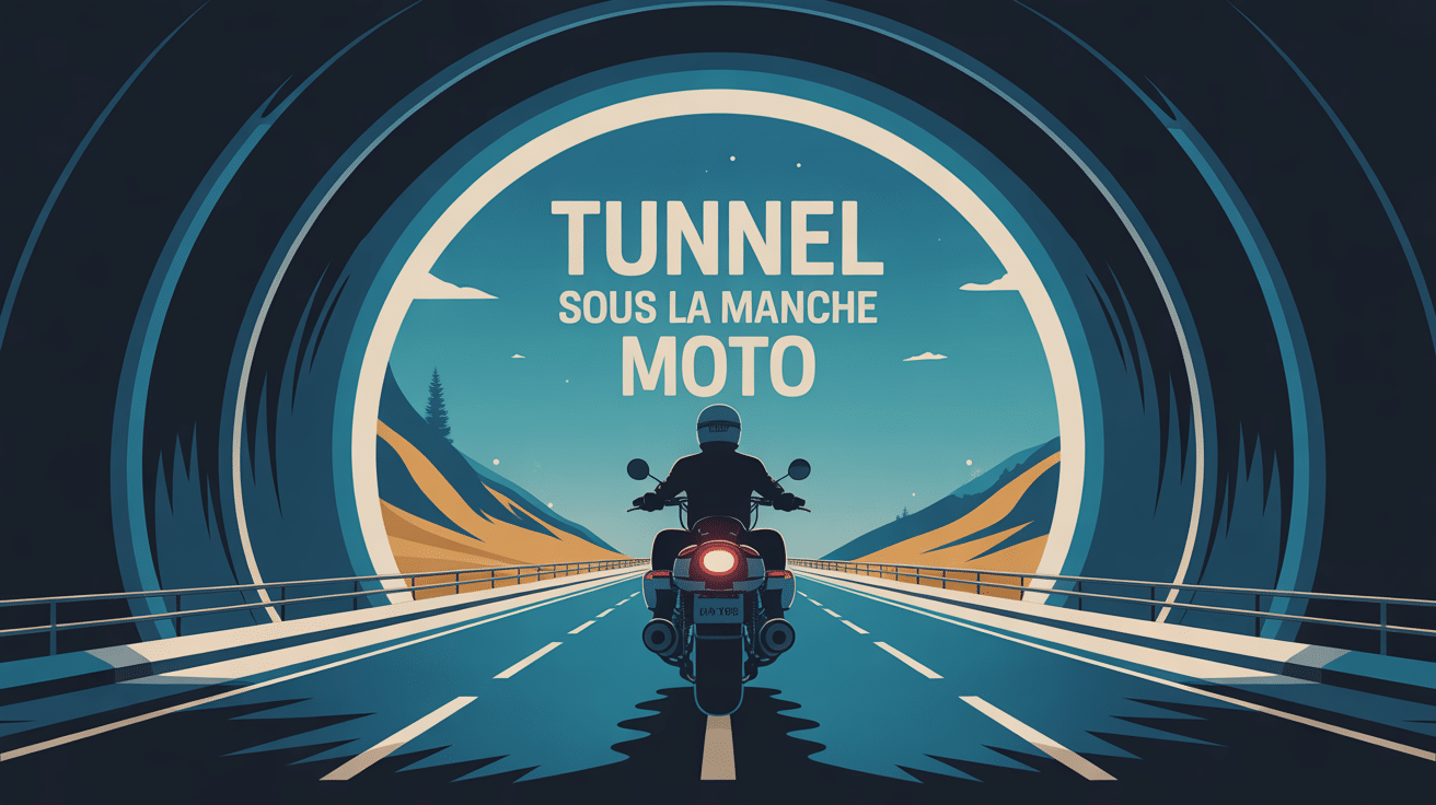 Motard dans le tunnel sous la Manche avec moto