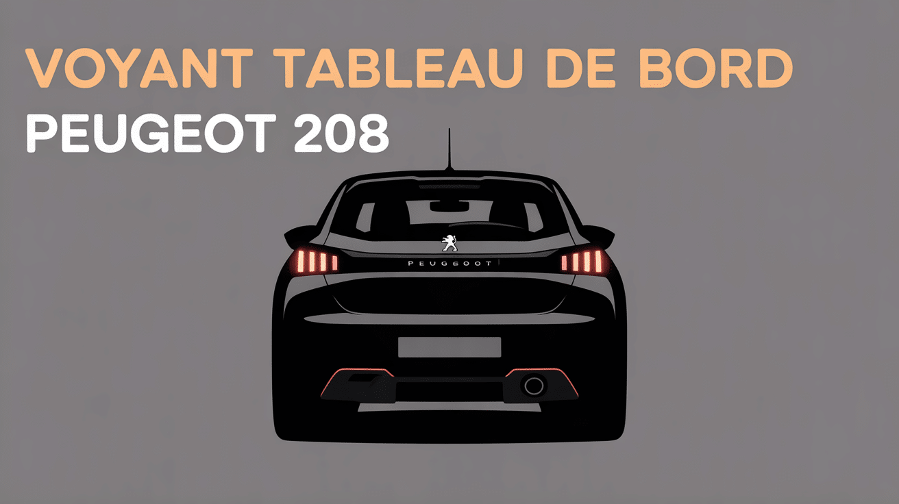 Voyants allumés sur tableau de bord Peugeot 208, couleurs rouge orange vert