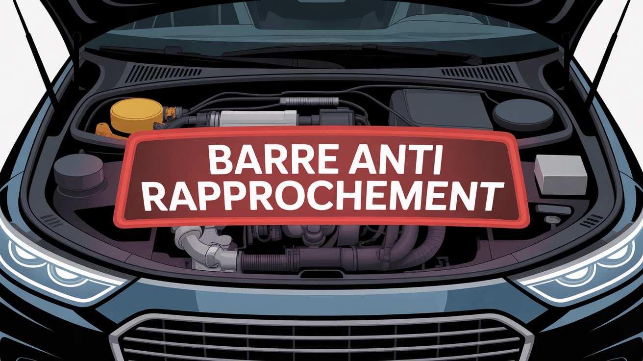 vue technique d'une barre anti rapprochement dans un compartiment moteur