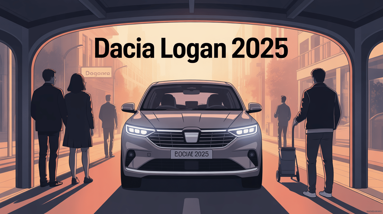 dacia logan 2025 vue trois quarts avant sur route urbaine