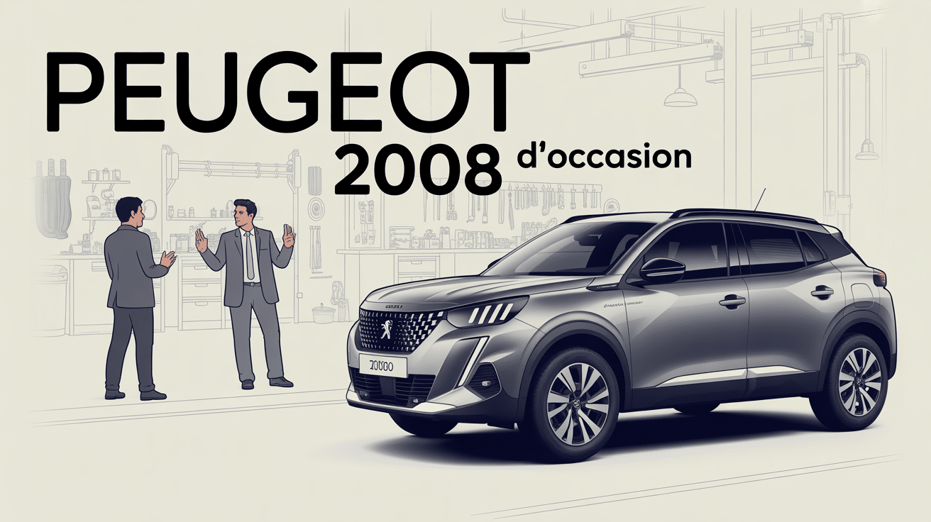 Peugeot 2008 d occasion suv urbain gris illustration atelier