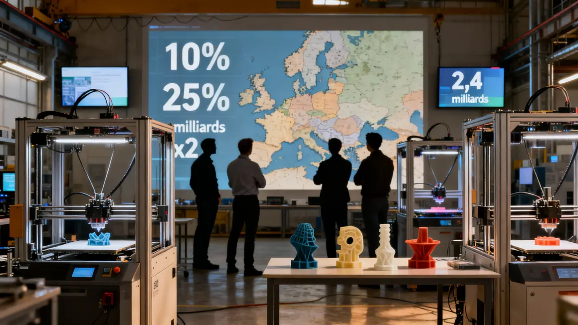 Salle industrielle imprimantes 3D Allemagne avec stats