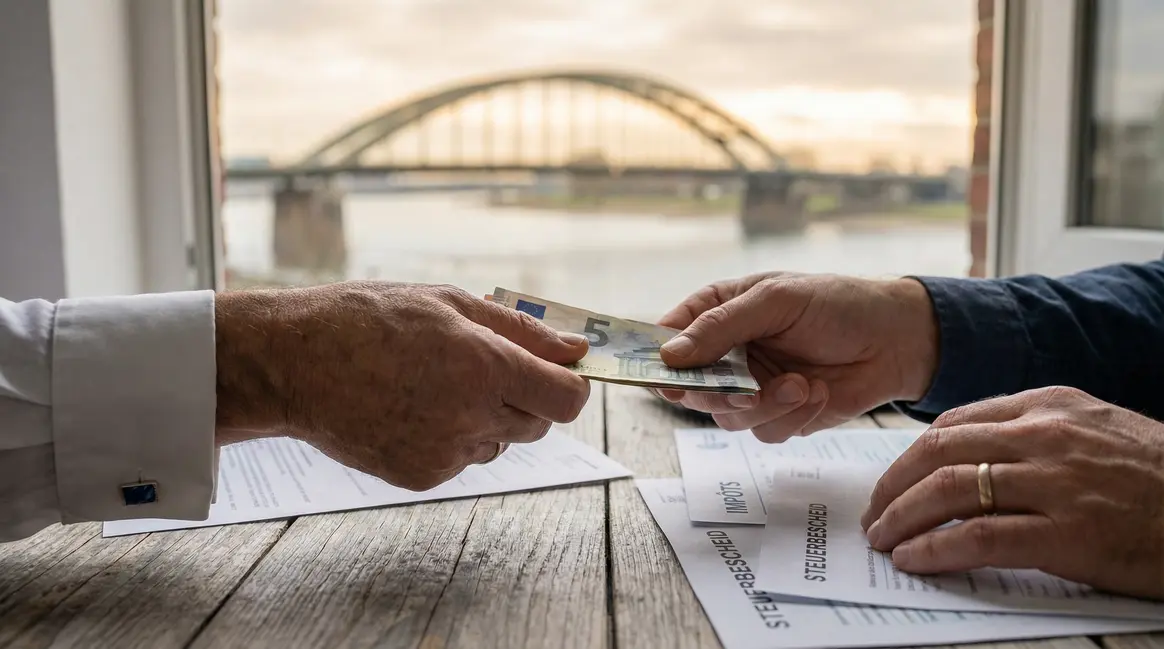Main euros fiscalité Allemagne sur pont Rhin