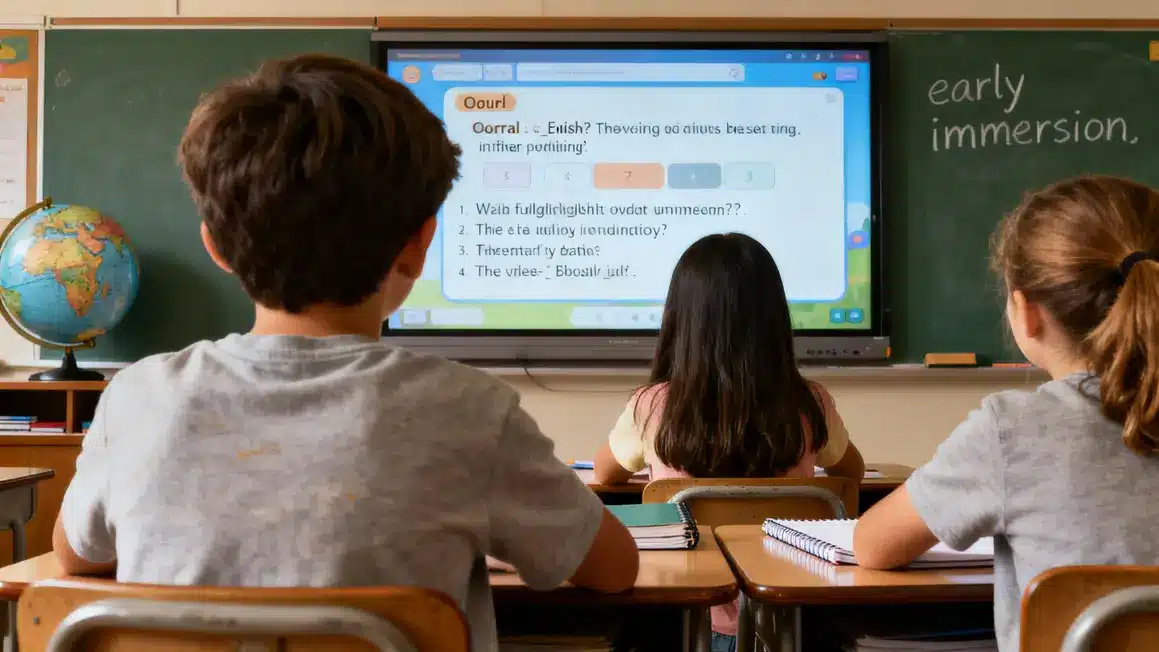 Classe enfants apprenant l'anglais approche Allemagne