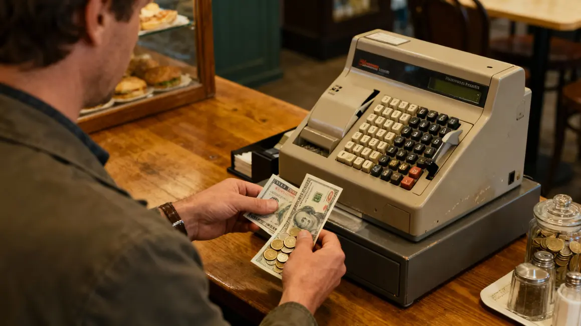Paiement cash Allemagne café comptoir bois