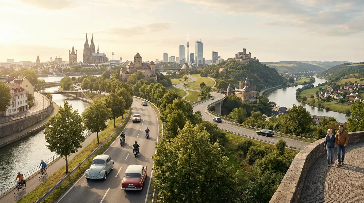 Panorama villes routes châteaux mobilité Allemagne