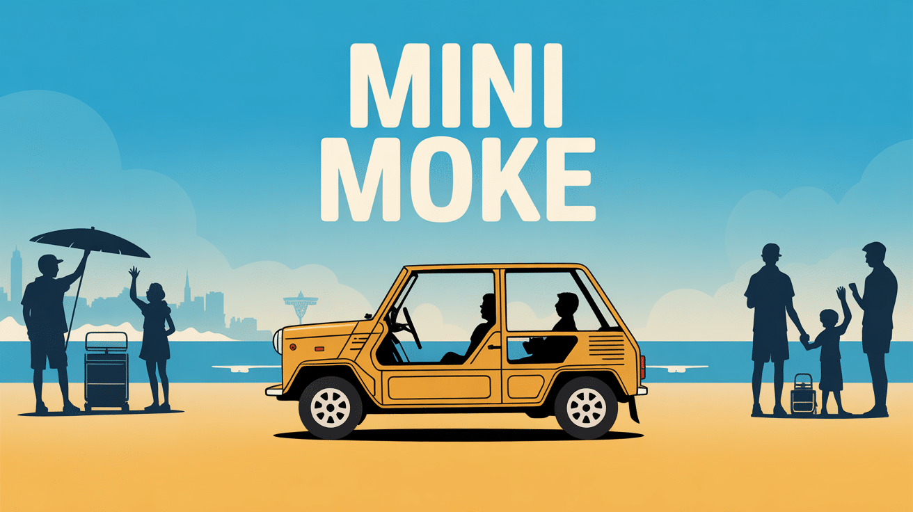 auto mini moke stylisee plage ville