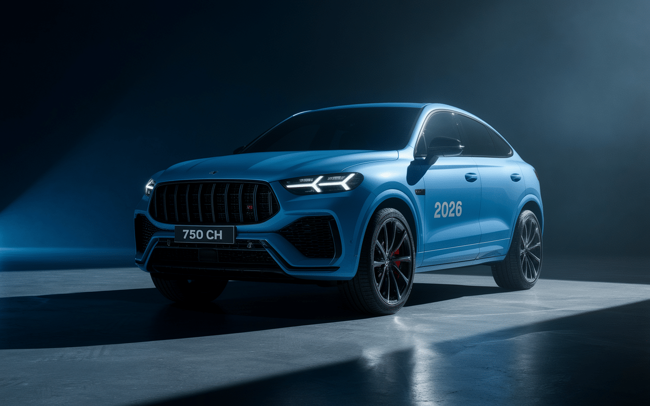 bmw x8 suv coupe stylisé sous drap chiffres 2026