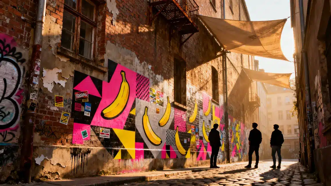 Ruelle de Cologne fresques bananes street art