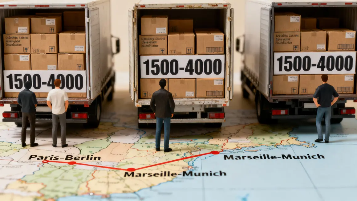 Tableau coût déménagement France Allemagne camions cartons volume