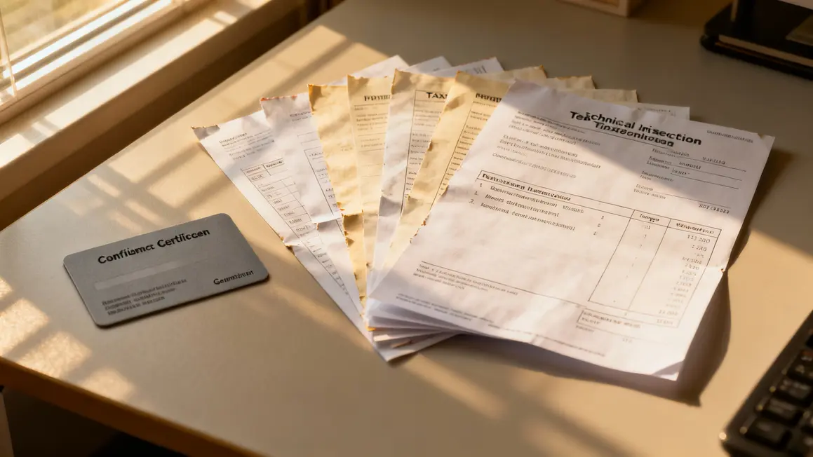 Documents carte grise certificat conformity quitus fiscal