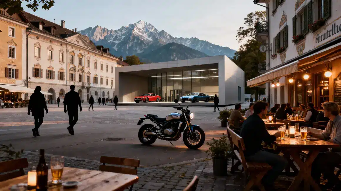 Munich road-trip place centrale musée moto biergarten