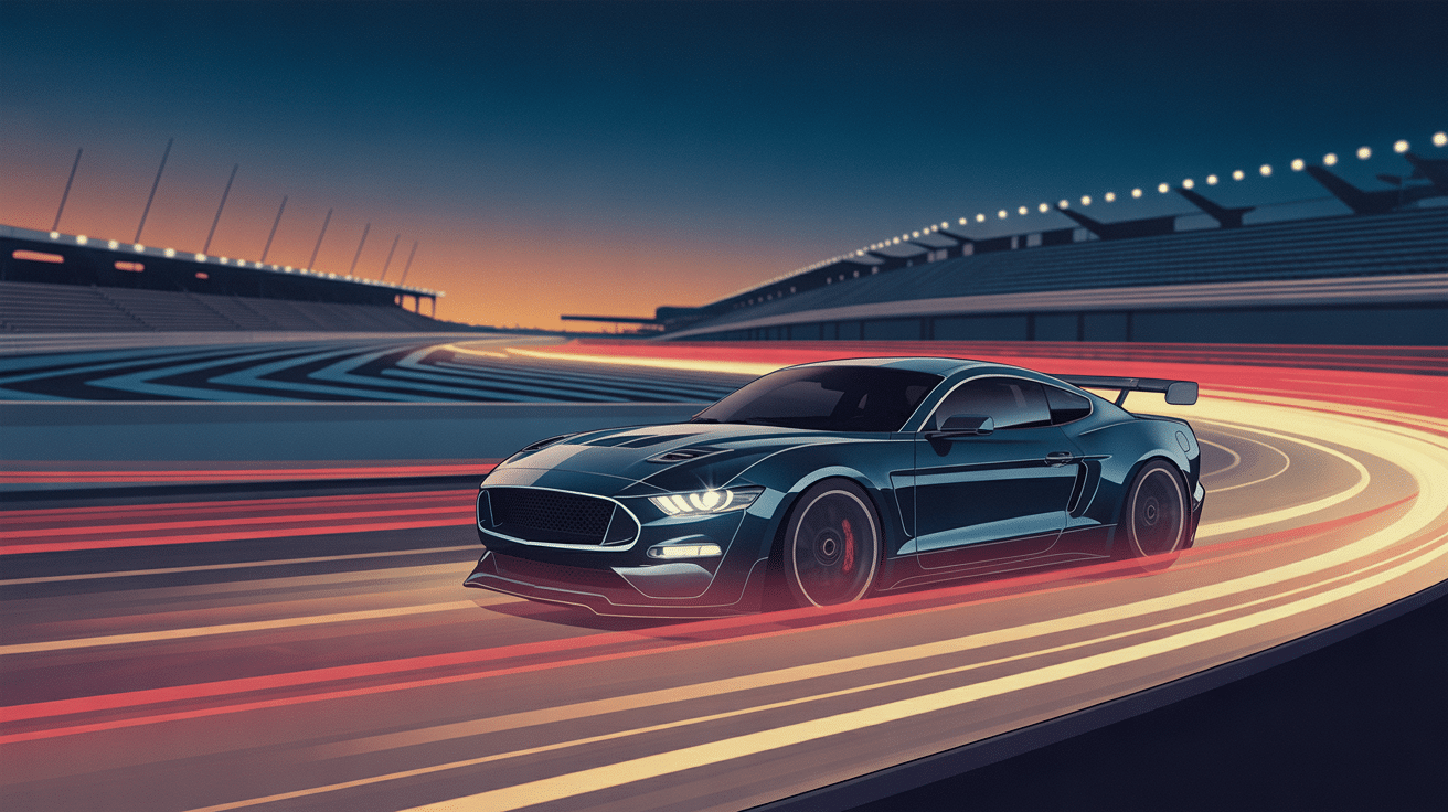 mustang gtd sur route avec fibre carbone