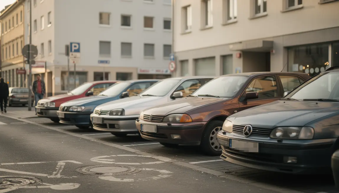 Exemple plaque immatriculation allemande sur voitures en ville