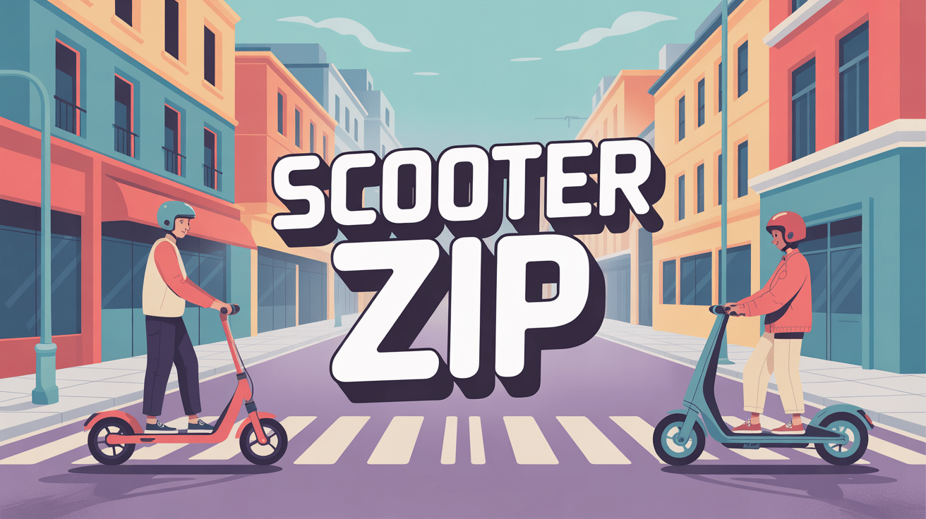 Illustration urbaine de scooter zip silhouettes