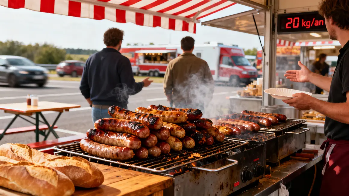 Grill Bratwurst festival aire autoroute Allemagne
