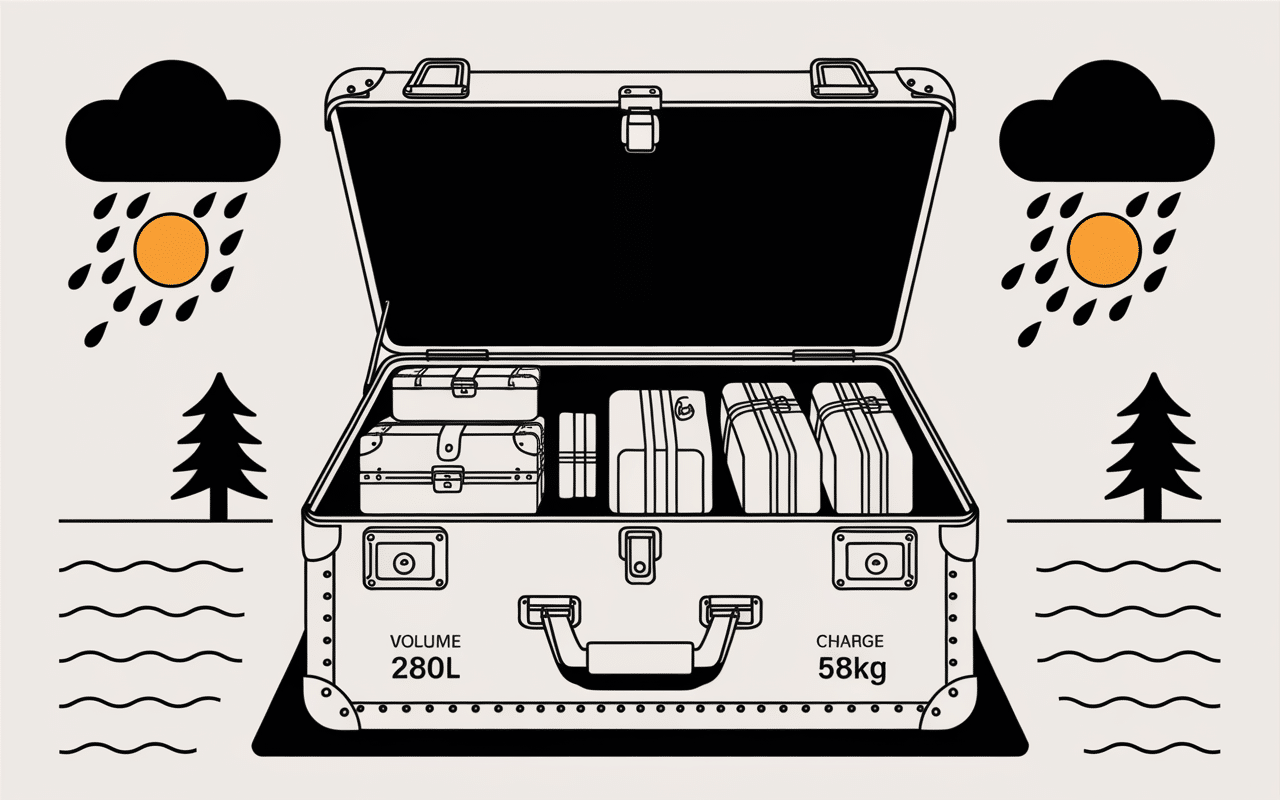 towbox ouvert valises pictogrammes