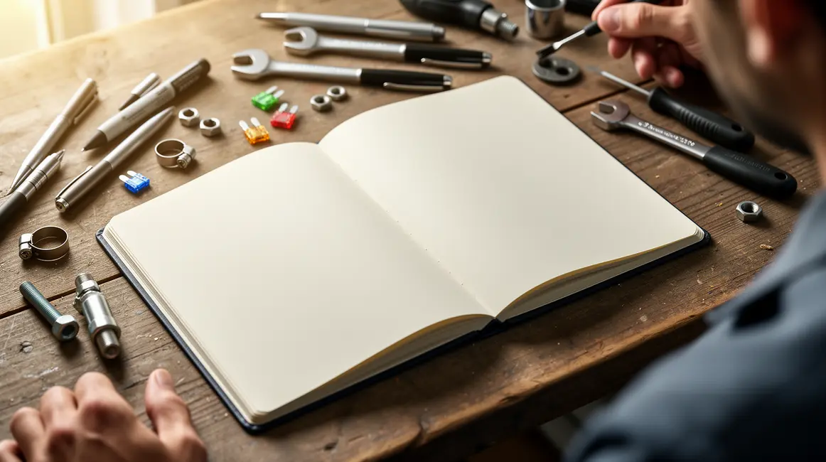 Carnet de bord BMW gratuit sur table avec outils