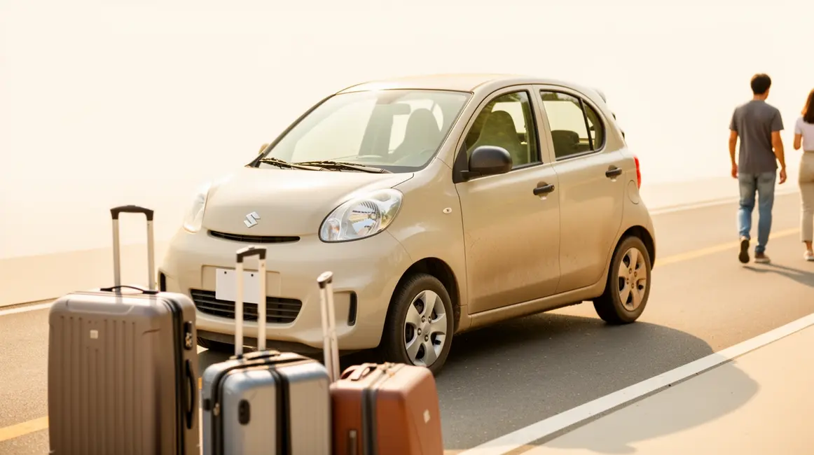 location voiture sans franchise pas cher sur route avec valises