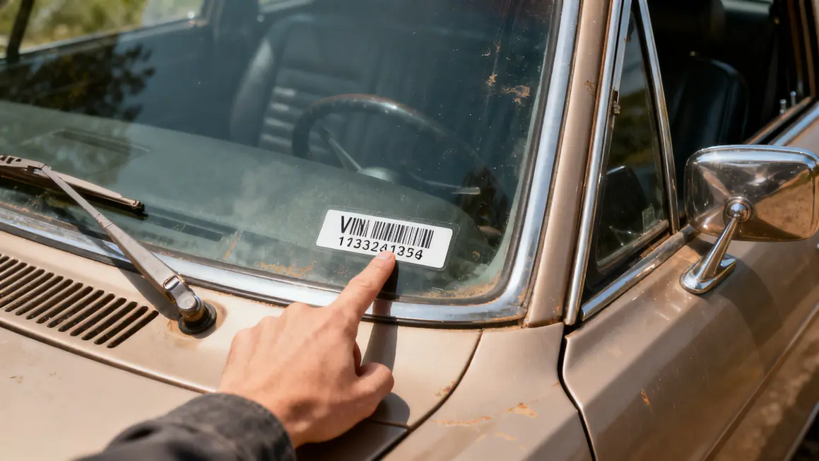 Main montre étiquette VIN sur BMW pare-brise