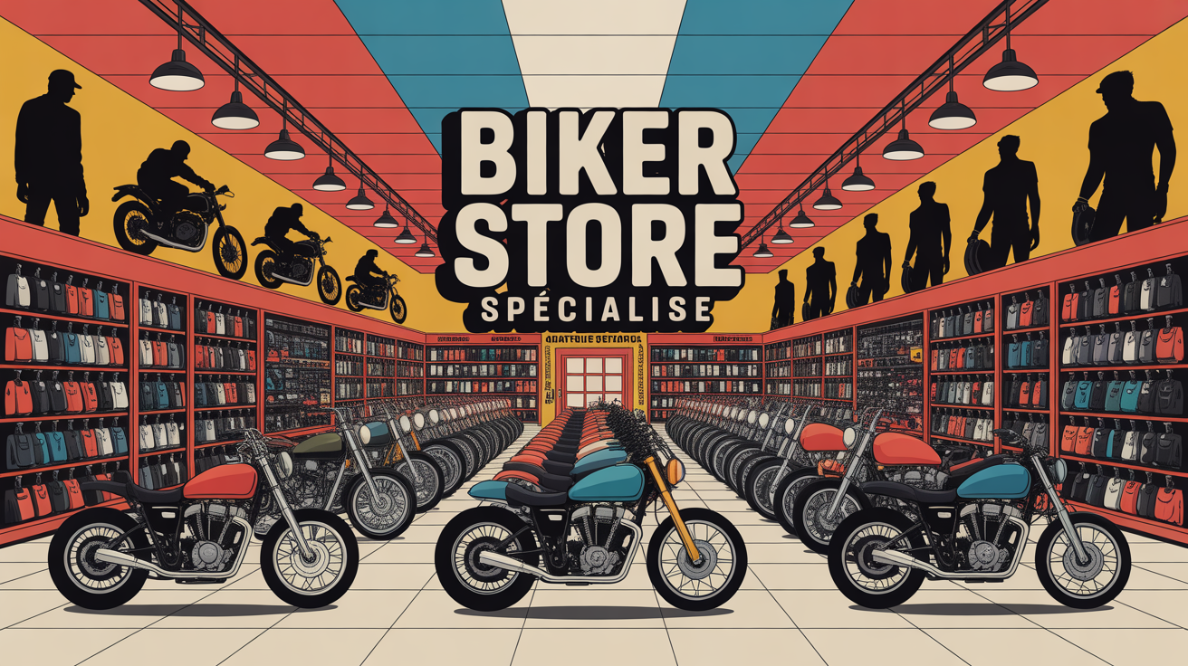 interieur biker store avec accessoires moto