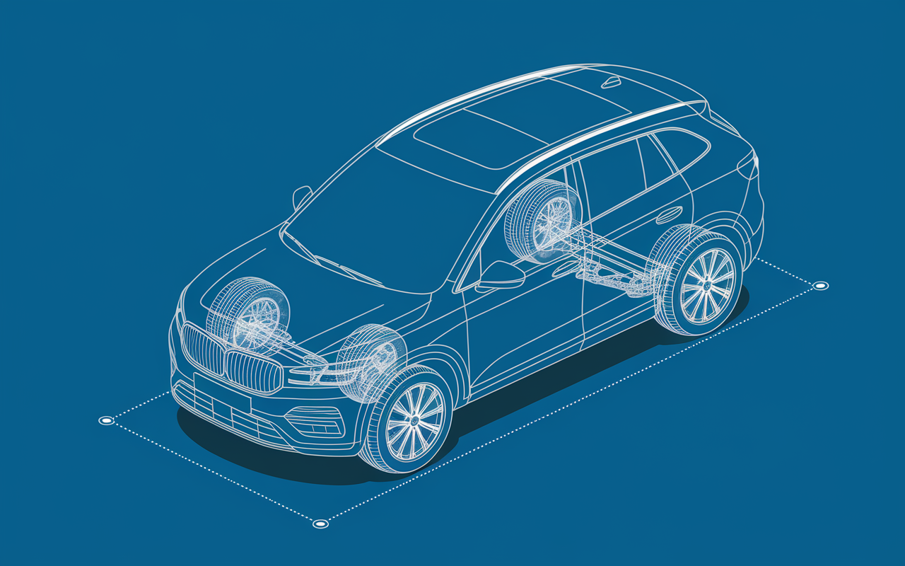 essieu voiture illustration isometrique