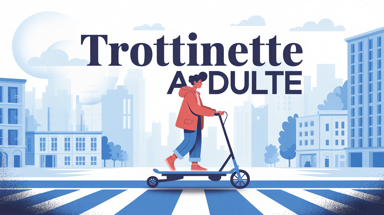 Illustration stylisee de trottinette adulte sur fond urbain