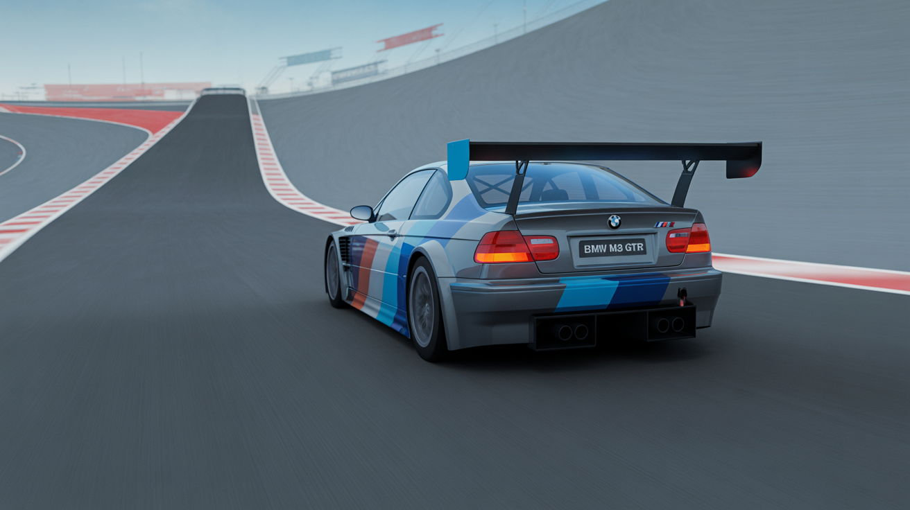bmw m3 gtr grise bleue racing piste