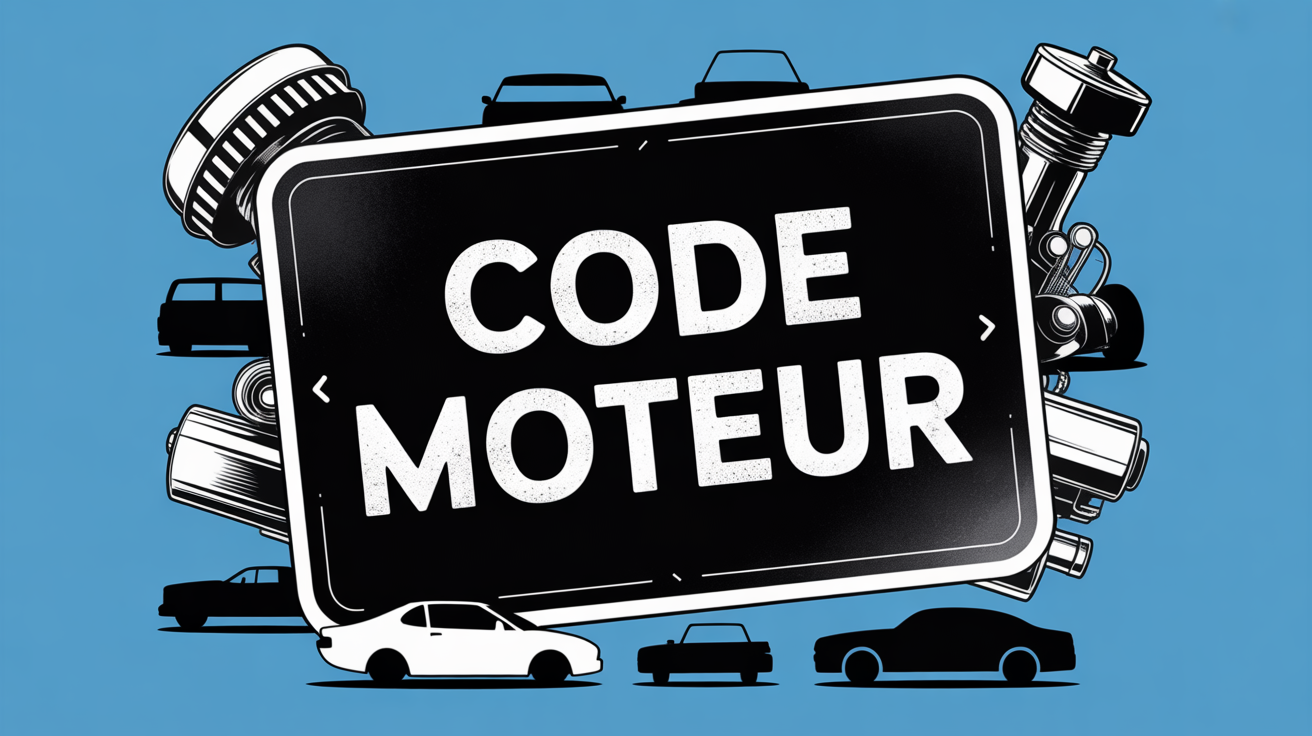 illustration code moteur carte grise stylisée
