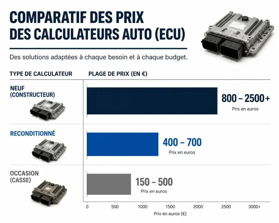 Comparatif des prix d'un calculateur moteur : neuf, reconditionné ou occasion