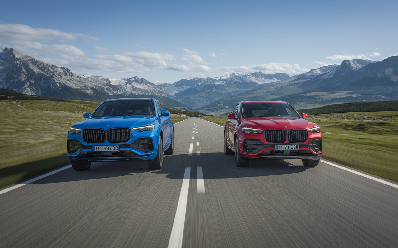 deux gt voitures luxe et sportive sur route