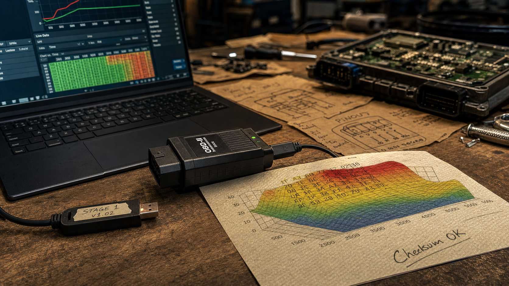 Logiciel reprogrammation moteur : boîtier OBD-II, ECU et outils de lecture/écriture sécurisée
