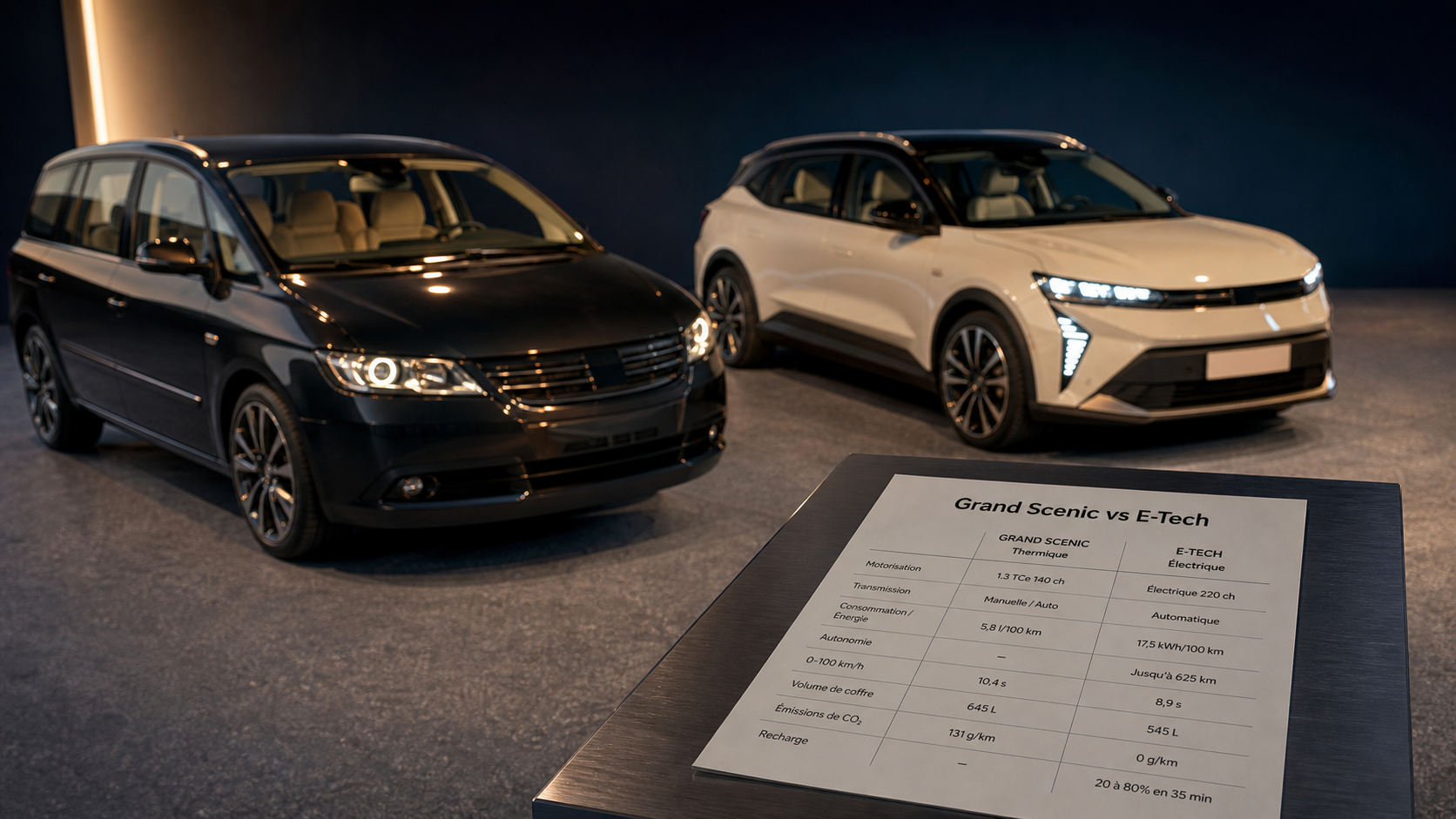 Nouveau Grand Scenic : deux SUV, thermique et électrique, fiche comparatif