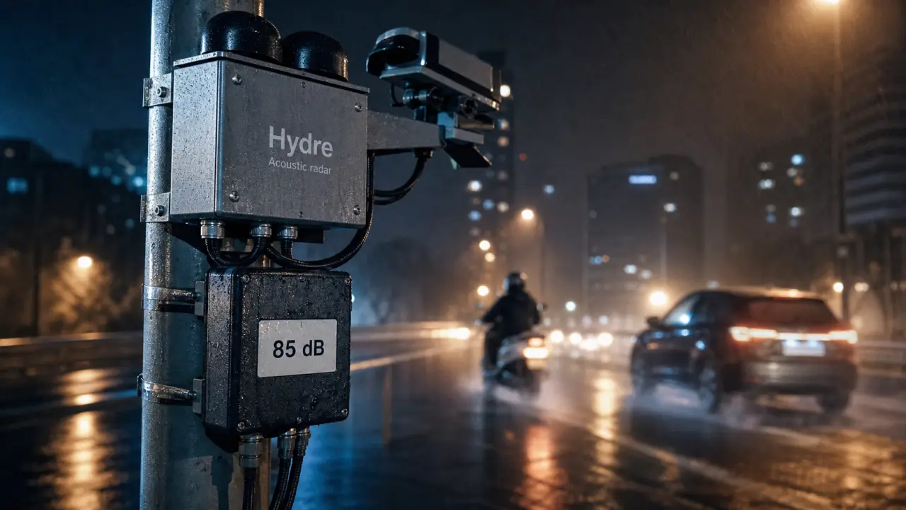 Nouveau radar hydre 85 dB, 4 microphones, en bord de voie.