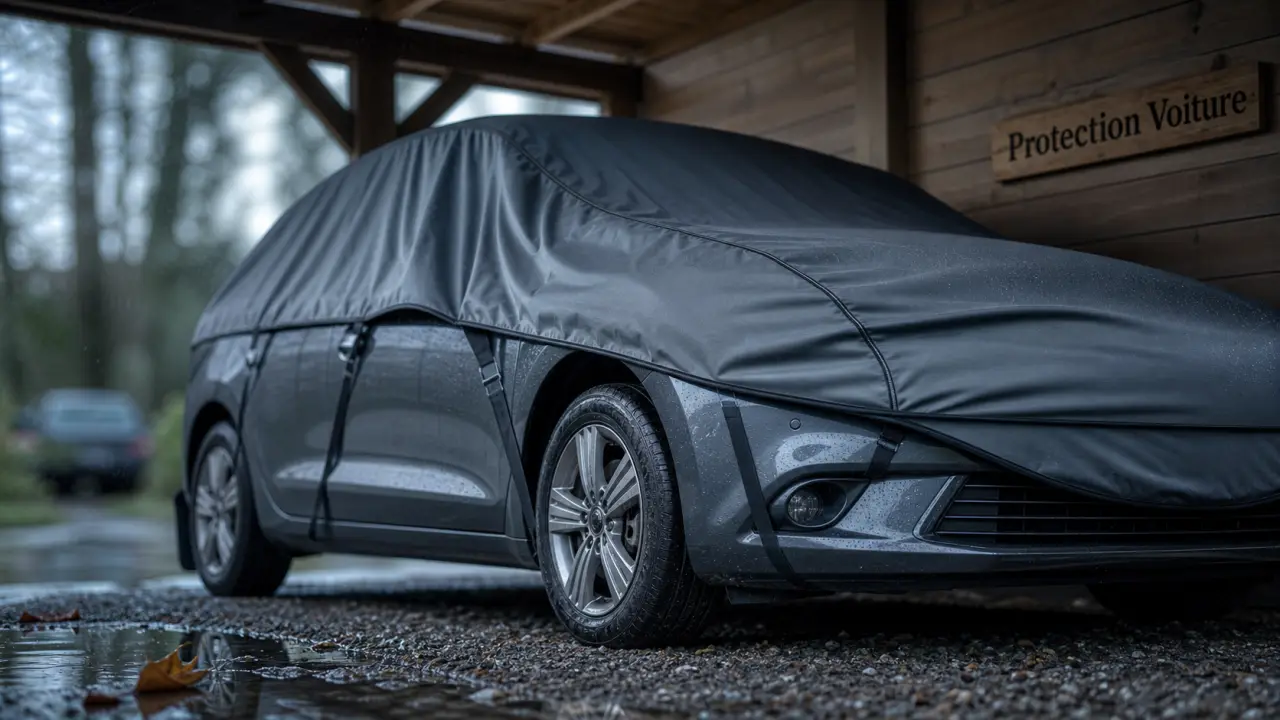 Proteger voiture : bâche respirante sous carport