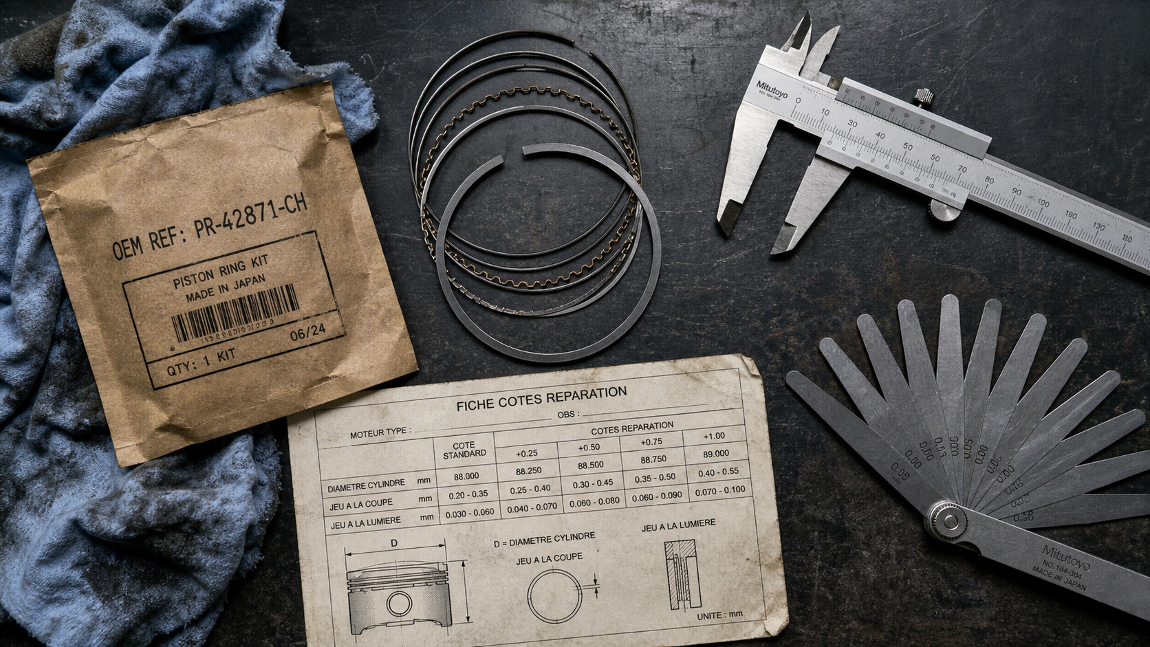 Segmentation moteur prix : kit de segments, cotes et jauges de contrôle