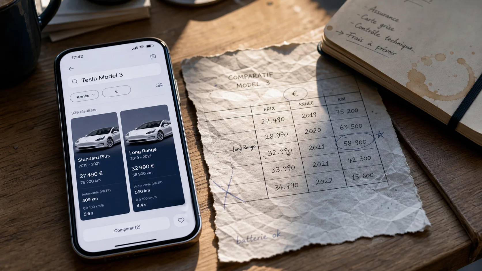 Tesla model 3 la centrale : filtres prix et année, 32 000 à 48 000 €