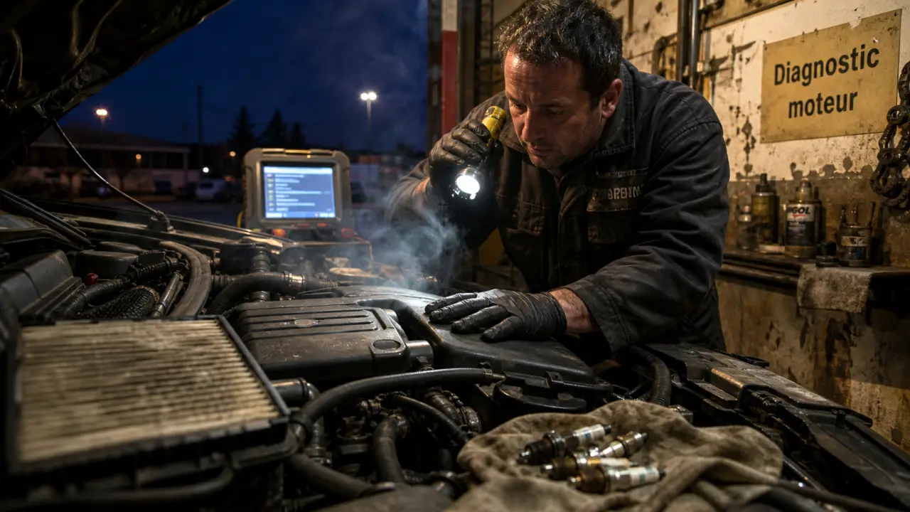 Voiture broute : diagnostic moteur sous le capot ouvert