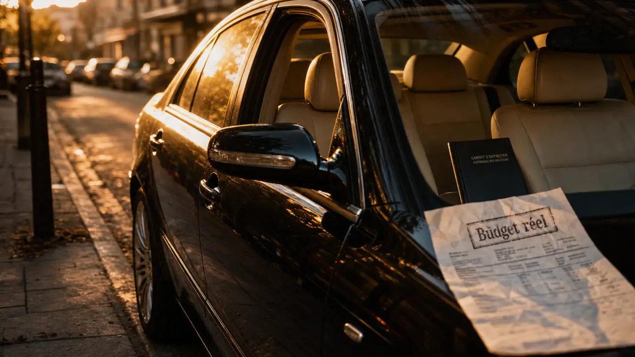 Voiture luxe au soleil, focus budget réel achat, occasion, leasing ou location